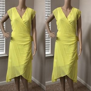 Womens wrap tie dress sheer neon new